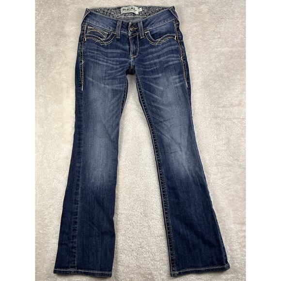 Ariat REAL Denim Jeans Womens 27 S Blue Denim Pants MR Boot Low Rise Whip Stitch - Picture 1 of 10